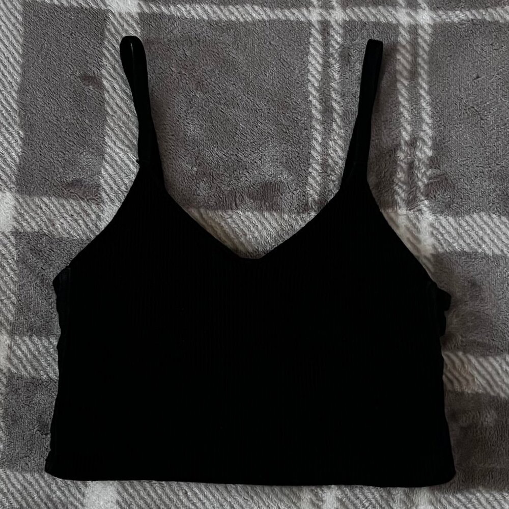 Forever 21 Black Ribbed Lace-Up Crop Top – Edgy & Versatile ✨
